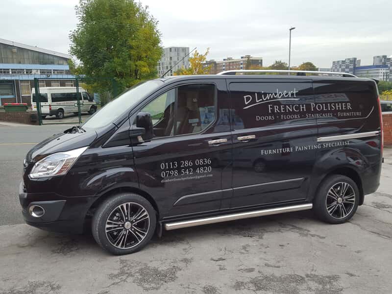 An image of the D Limbert French Polisher black van graphics.
